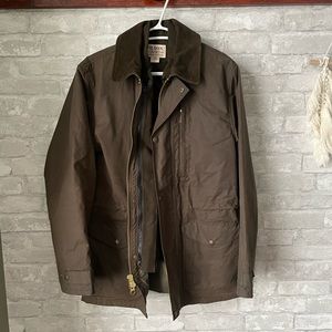 Filson Cover Cloth Mile Marker Coat Otter Green with Moleskin Vest Liner